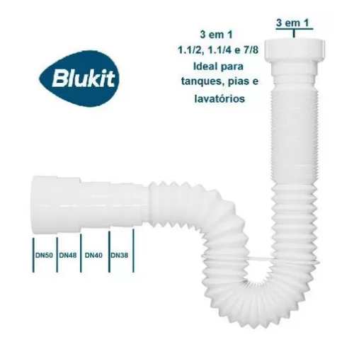 Sifão sanfonado universal BLUKIT branco
